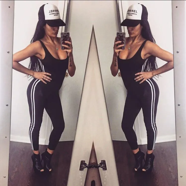 Backless Stripes Skinny Jumpsuits