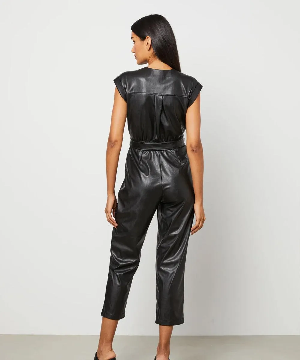 Black Leather Jumpsuit for Women