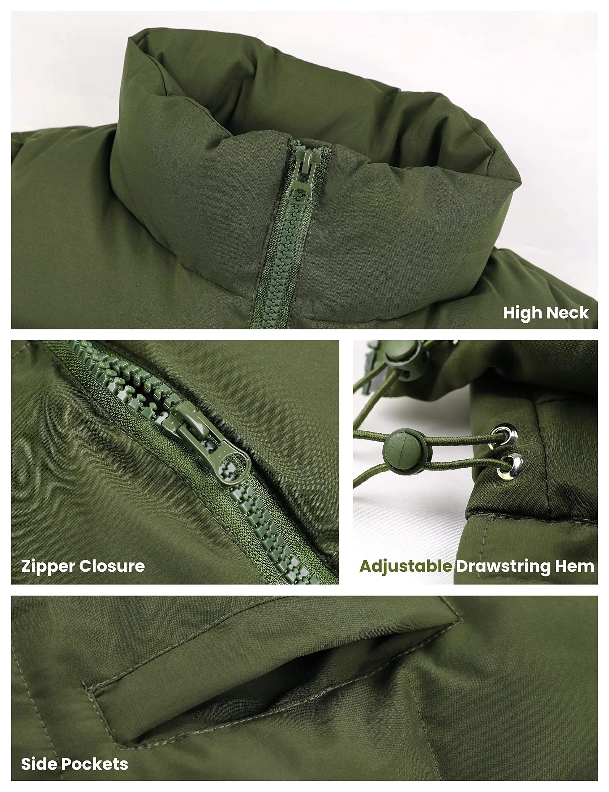 Bluegrey Womens Zip Jacket Coat Up Puffer Vest Stand Collar - Athlisan