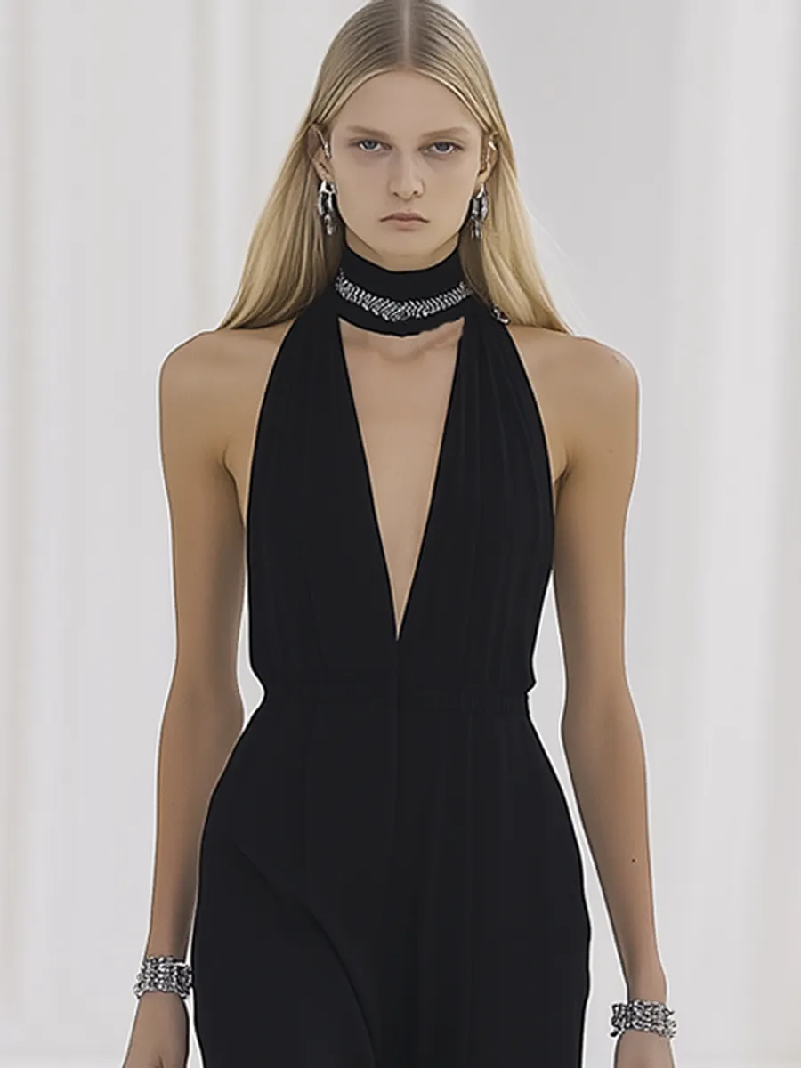 Casual High-End Sleeveless Hollow Jumpsuit