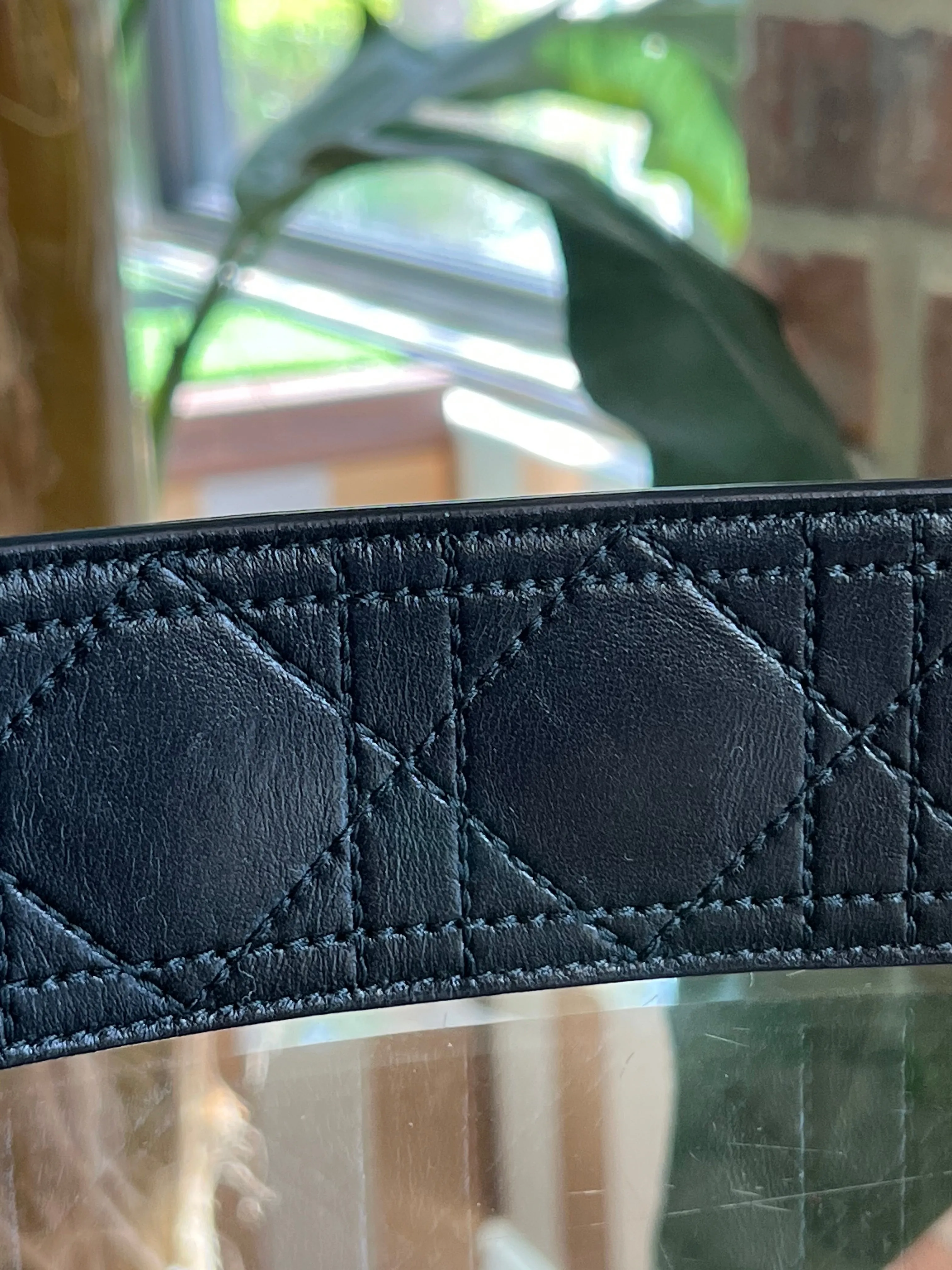 CHRISTIAN DIOR Lambskin Cannage Shoulder Strap Black