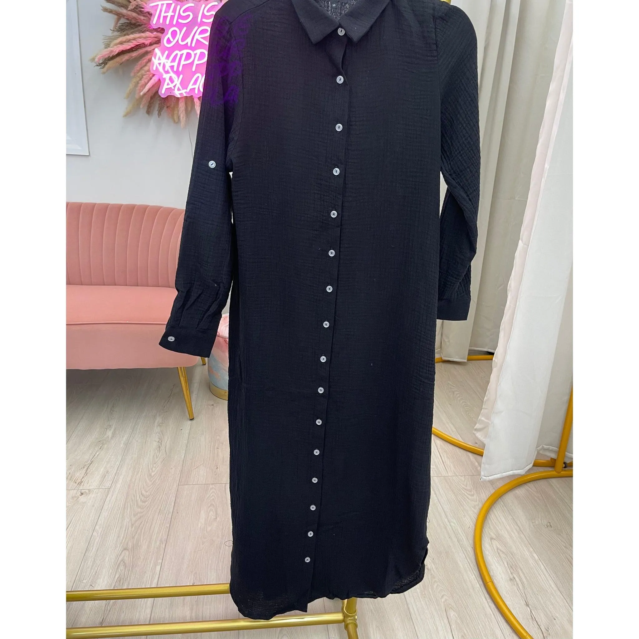 Cotton Maxi Dress - Black