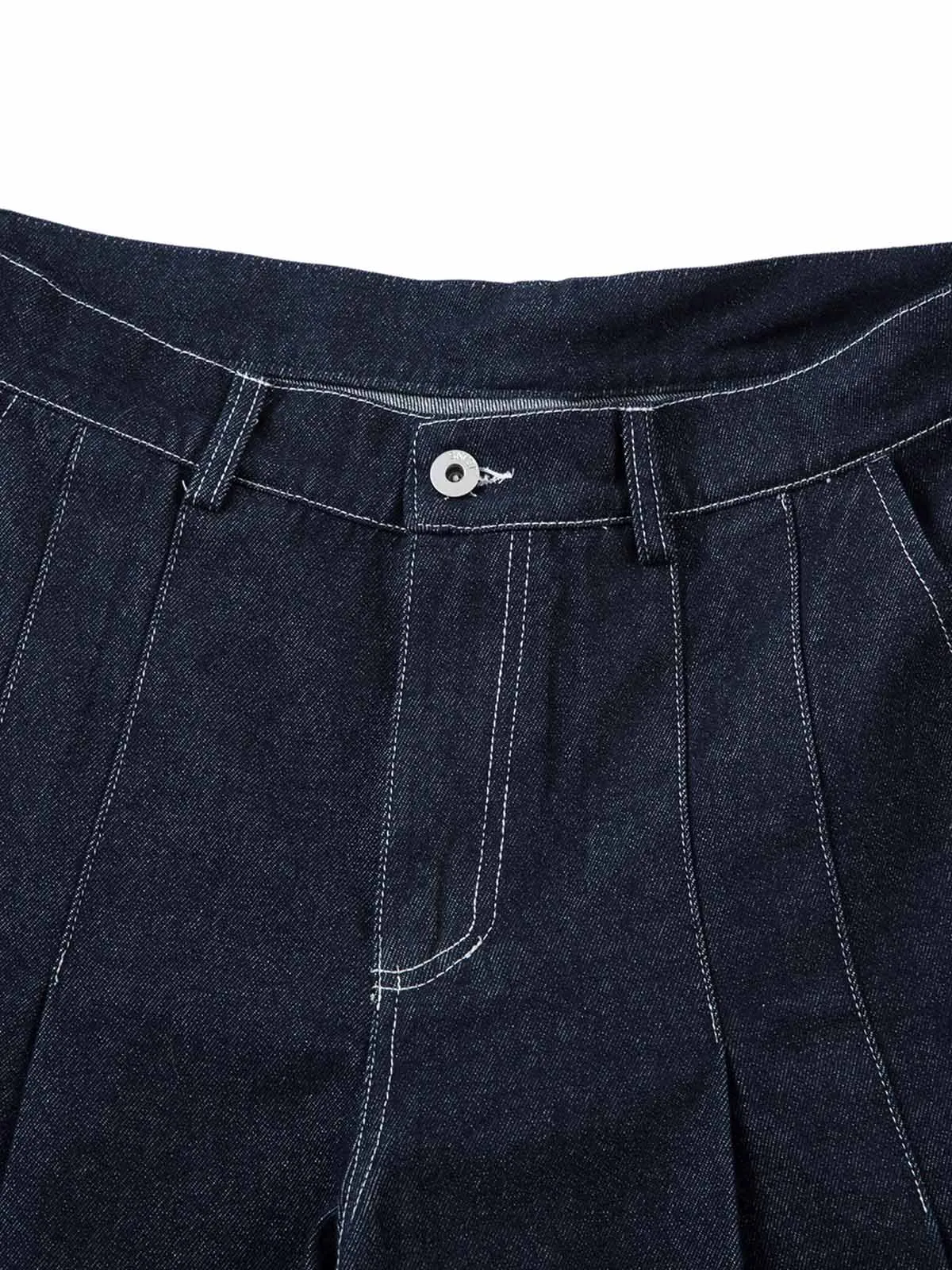 Deconstructed Contrast Stitching Pleated Machete Baggy Jeans