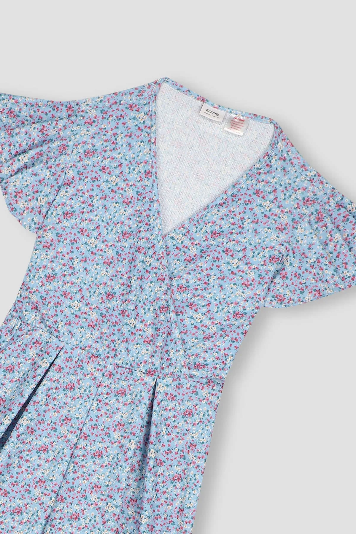 Floral Jumpsuit For Women - Light Blue