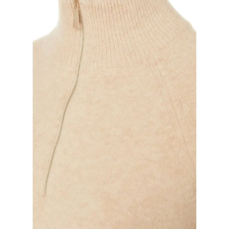 Holland Cooper Tori Half Zip Ladies Knit Jumper - Camel