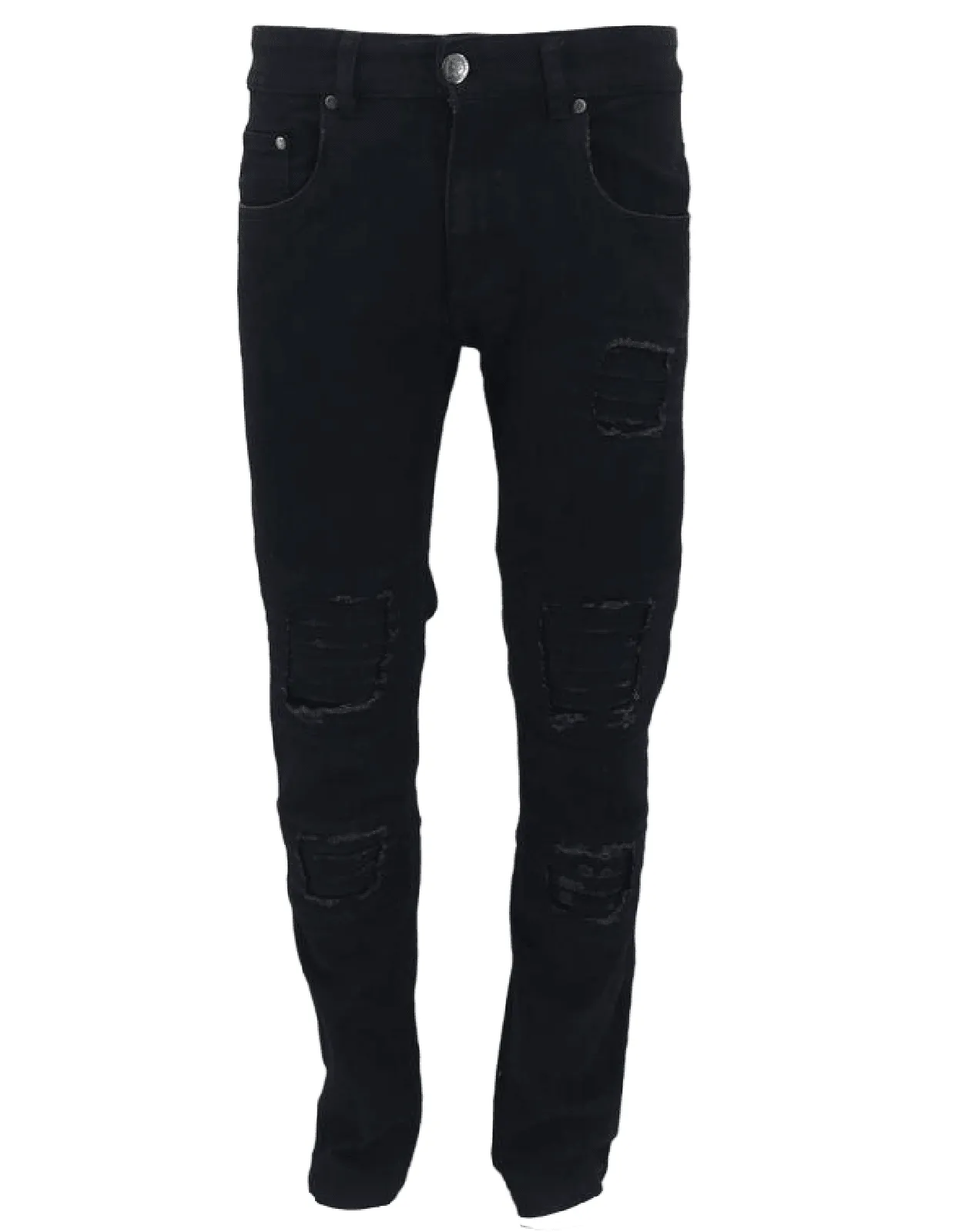 Men's Black Ripped Carrot Fit Jeans Peviani Designer Slim Patchwork Biker Denim Trouser Jeans Pants