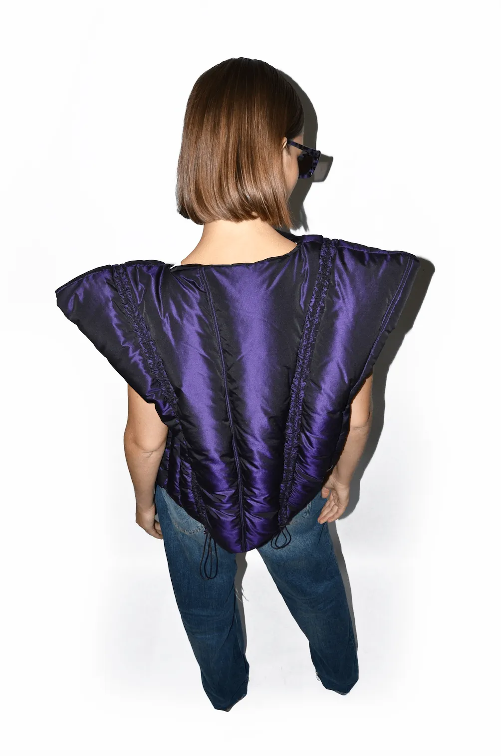 Midnight Frill Puffer Vest