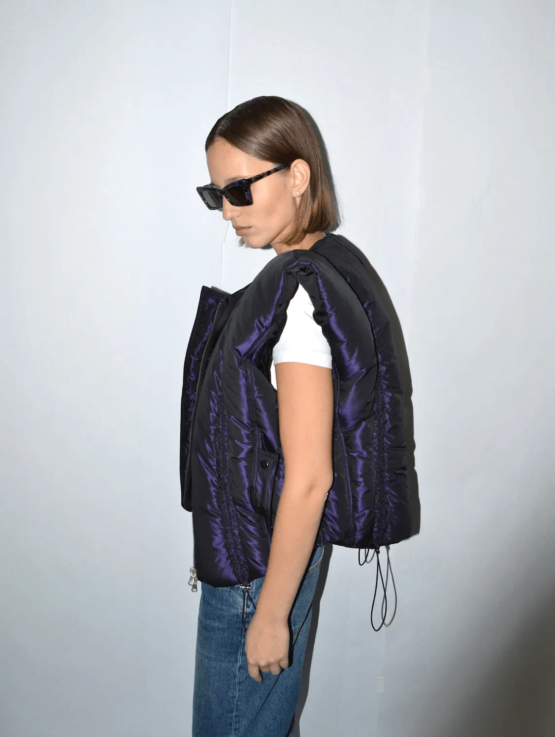 Midnight Frill Puffer Vest