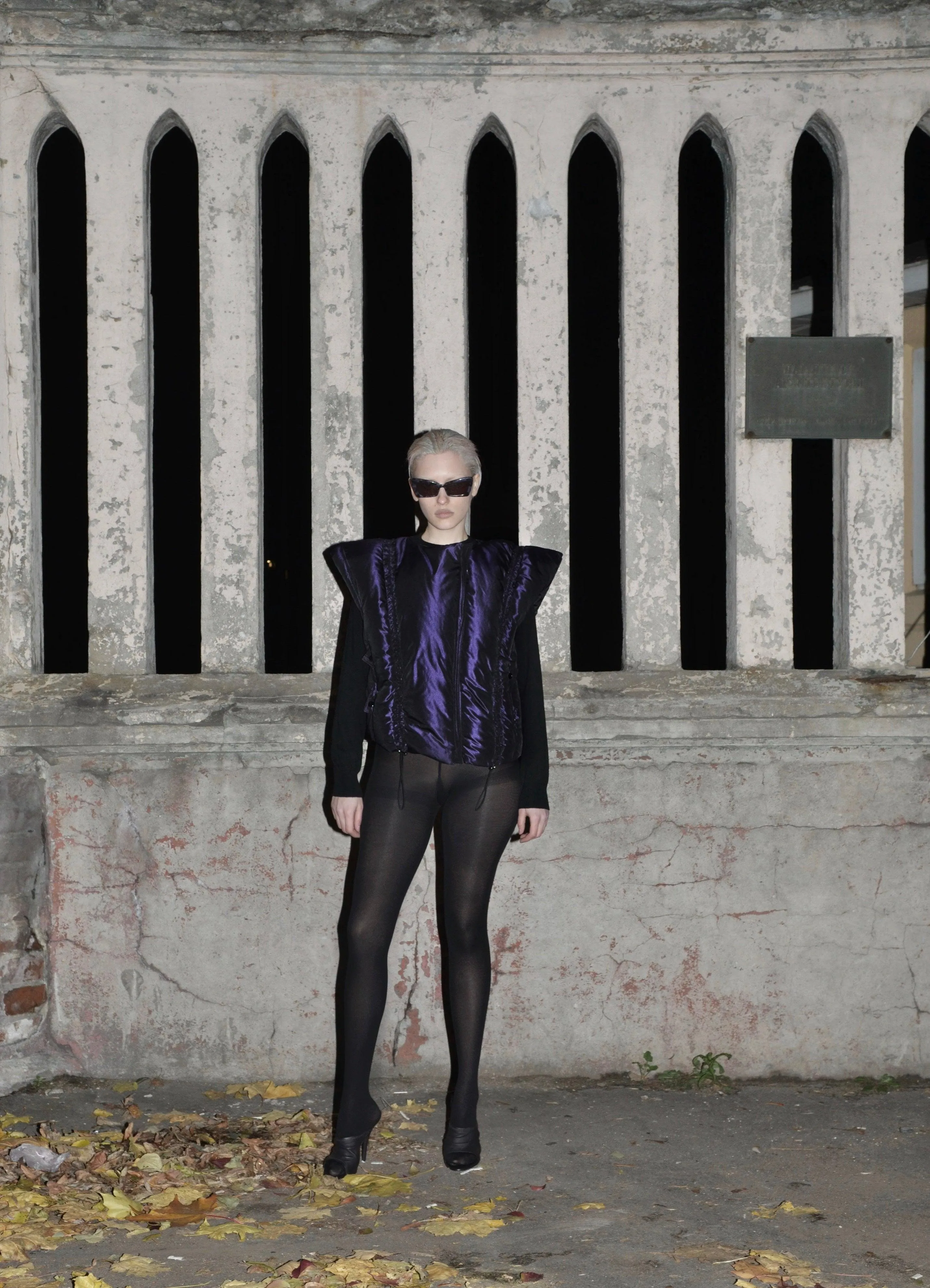 Midnight Frill Puffer Vest