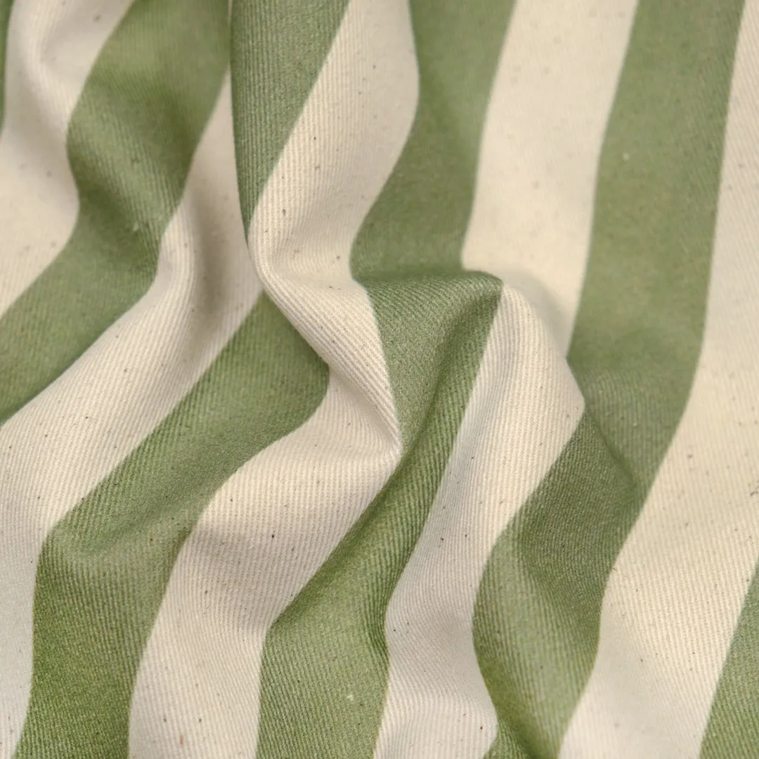 Remnant - 1.5m - Vacation Stripe Printed Cotton Twill - Daiquiri/Natural