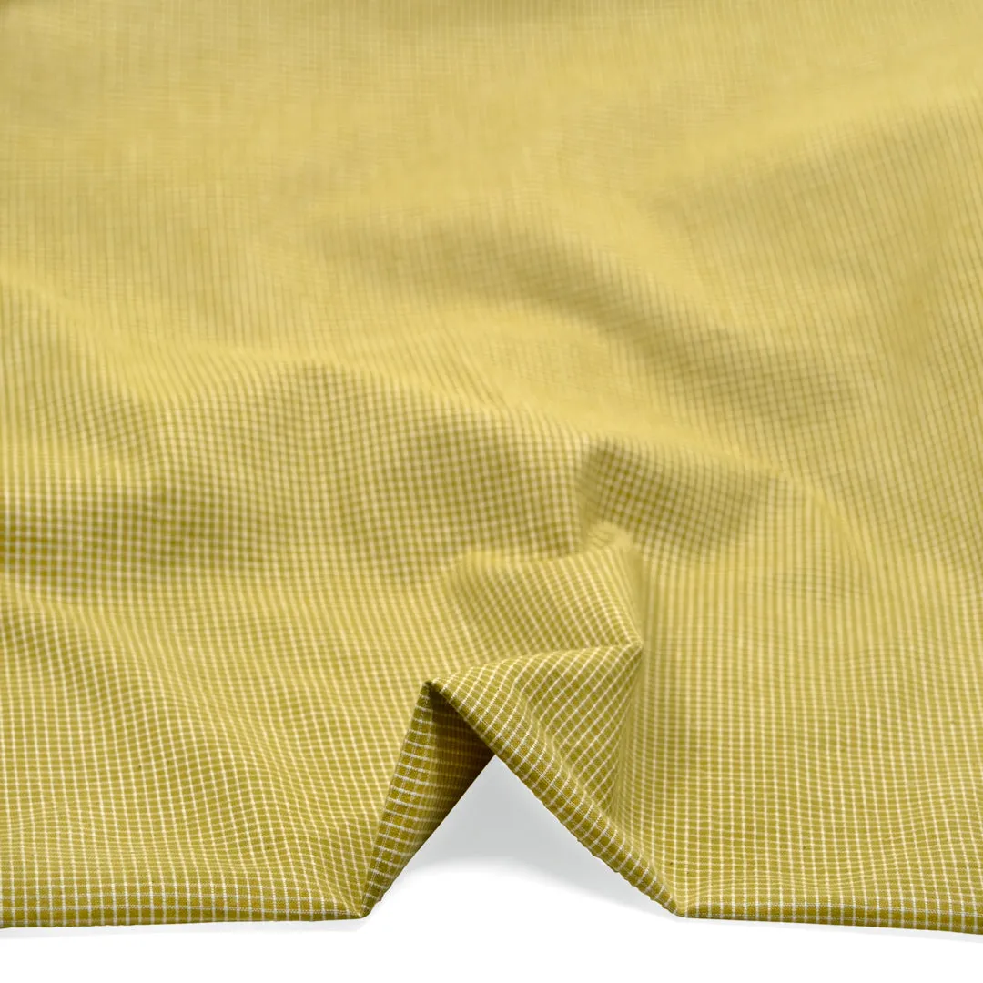 Remnant - 2.4m - Mini Check Handwoven Cotton - Pear
