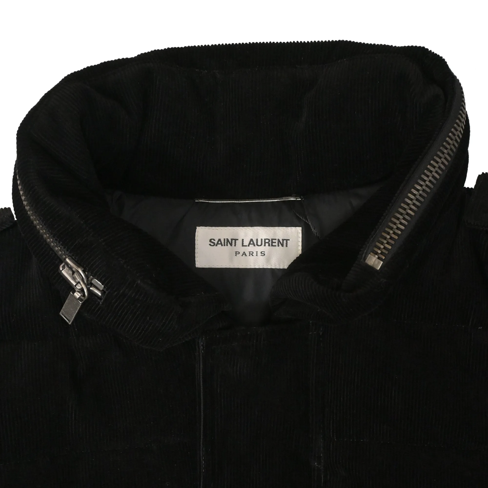 Saint Laurent 2017 Bad Lieutenant Corduroy Puffer Coat in Black Cotton