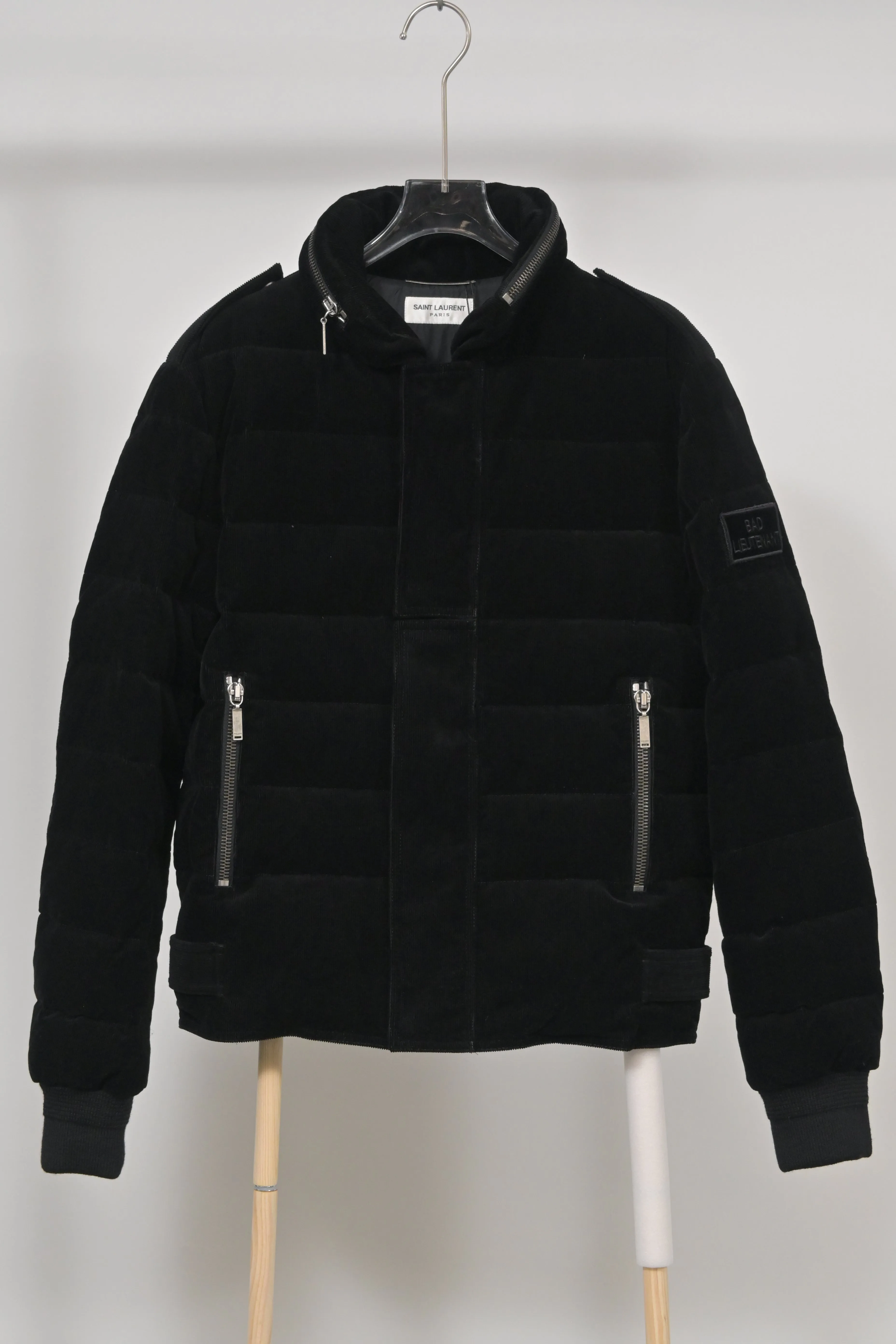 Saint Laurent 2017 Bad Lieutenant Corduroy Puffer Coat in Black Cotton