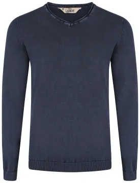 V-neck Jumper in Blue Acid Wash - Tokyo Laundry