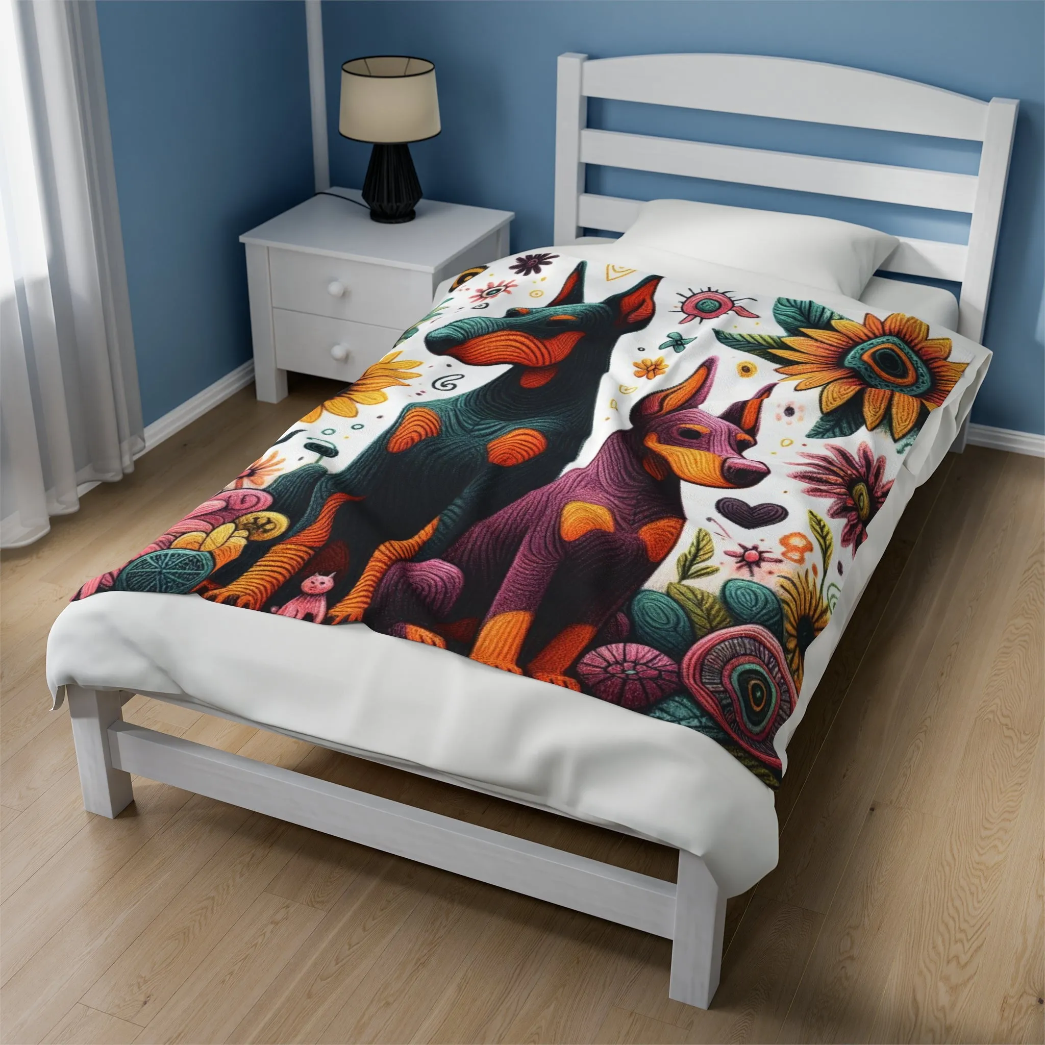 Velvety Doberman - Velveteen Plush Blanket