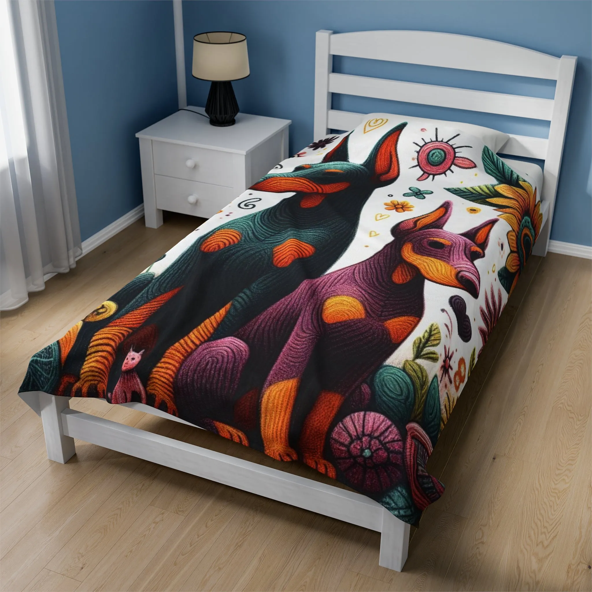 Velvety Doberman - Velveteen Plush Blanket