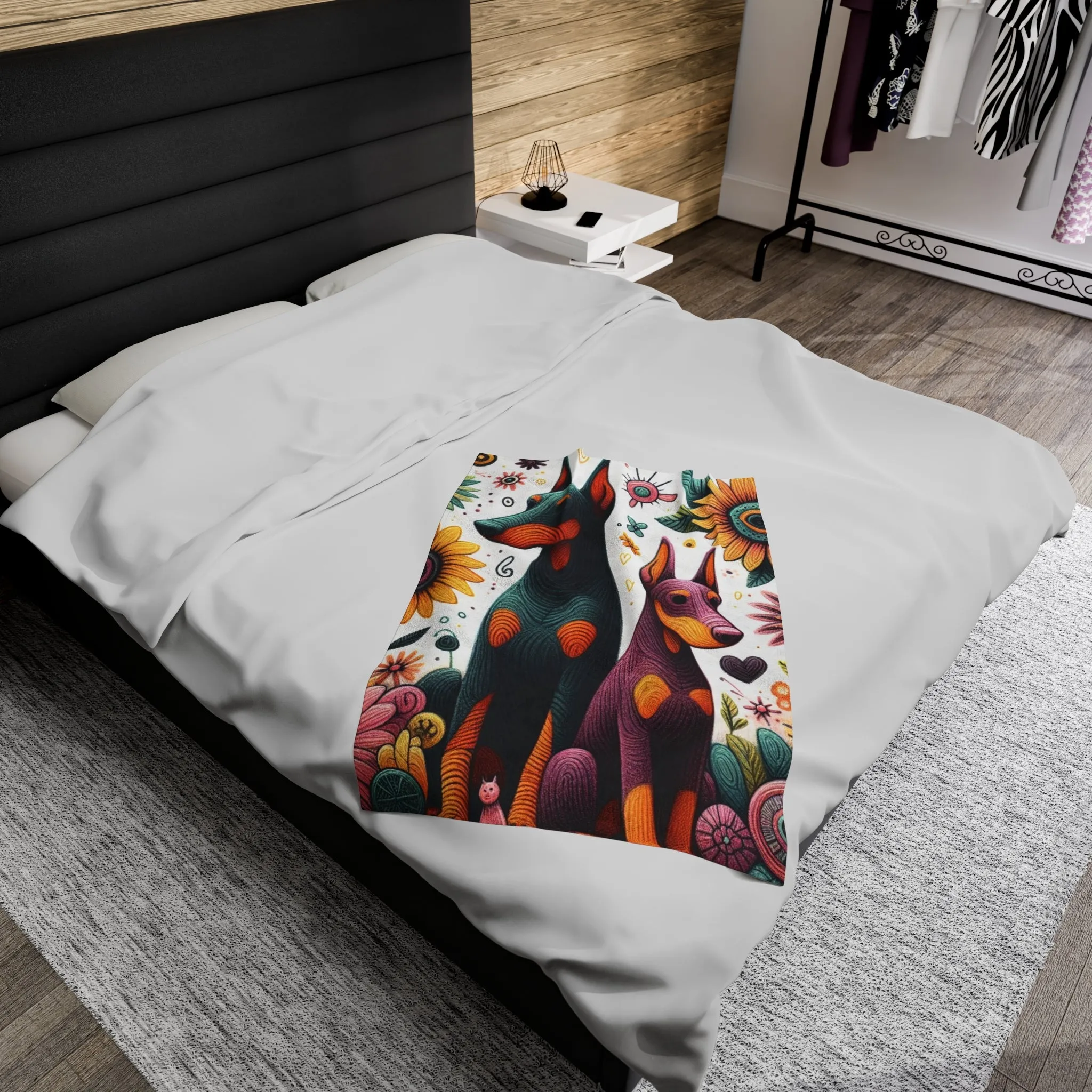 Velvety Doberman - Velveteen Plush Blanket
