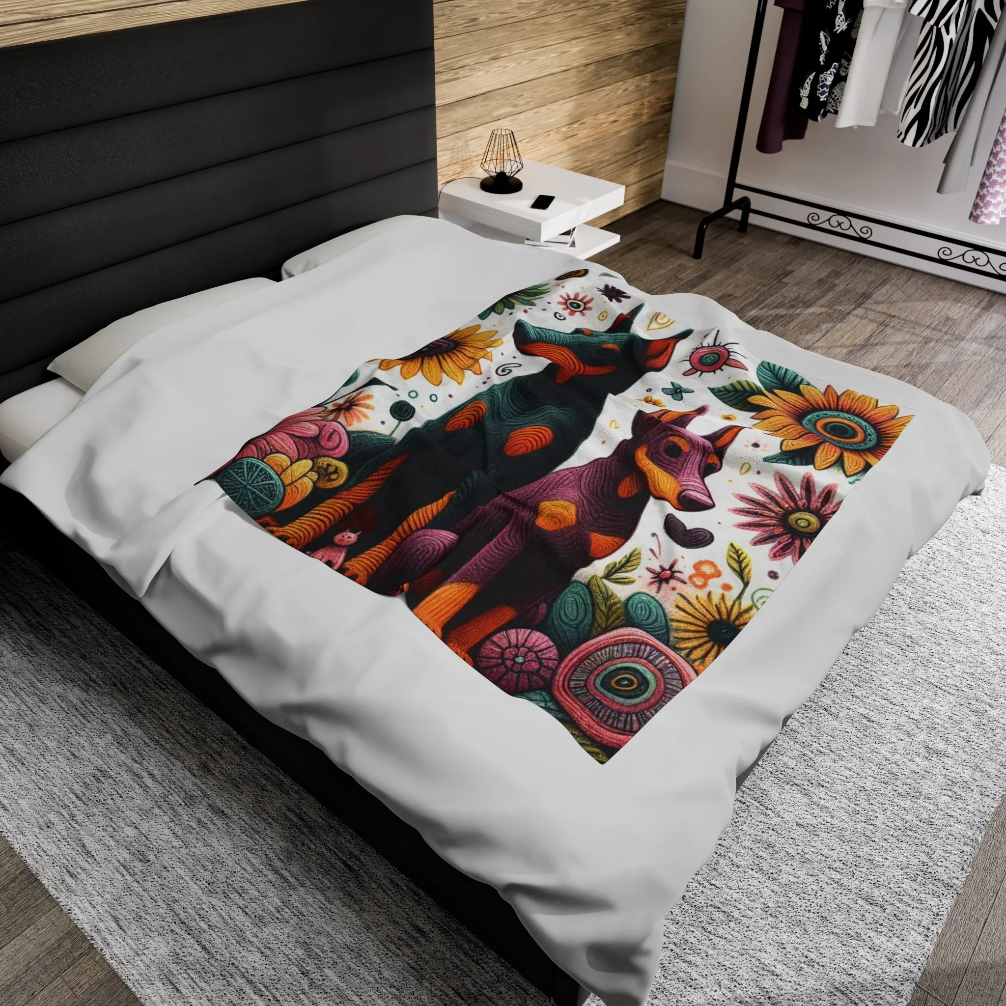 Velvety Doberman - Velveteen Plush Blanket