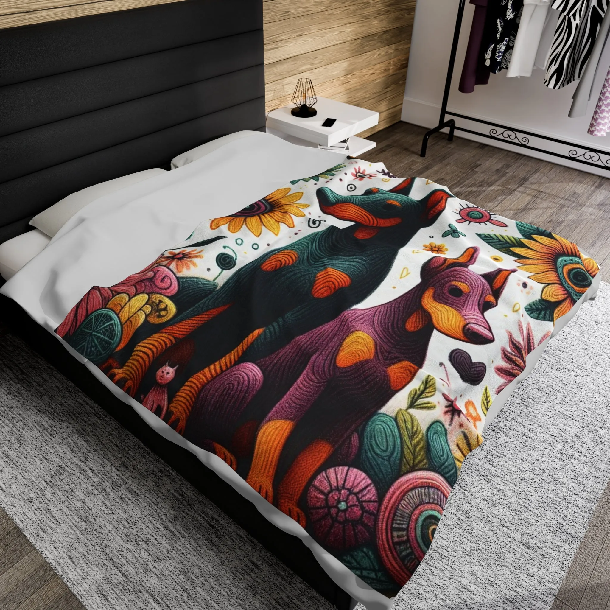 Velvety Doberman - Velveteen Plush Blanket